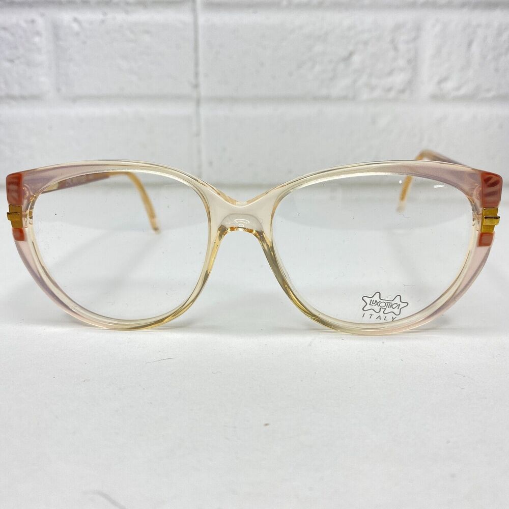 Vintage Luxottica‎ 4154 Sunglass Frames Clear Pink Made In Italy Aviator H2641